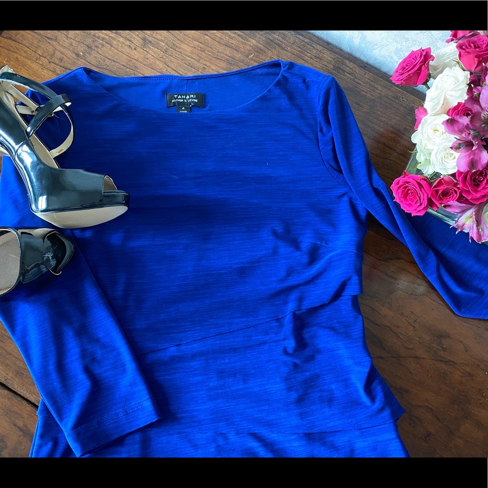 Tahari by ASL Blue Sheath Dress - Like New